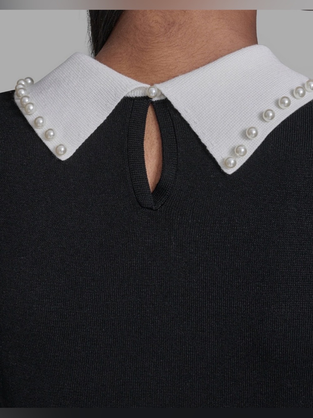 New KARL LAGERFELD PARIS Women's Contrast Collared Sweater Dress M - Picture 5 of 7